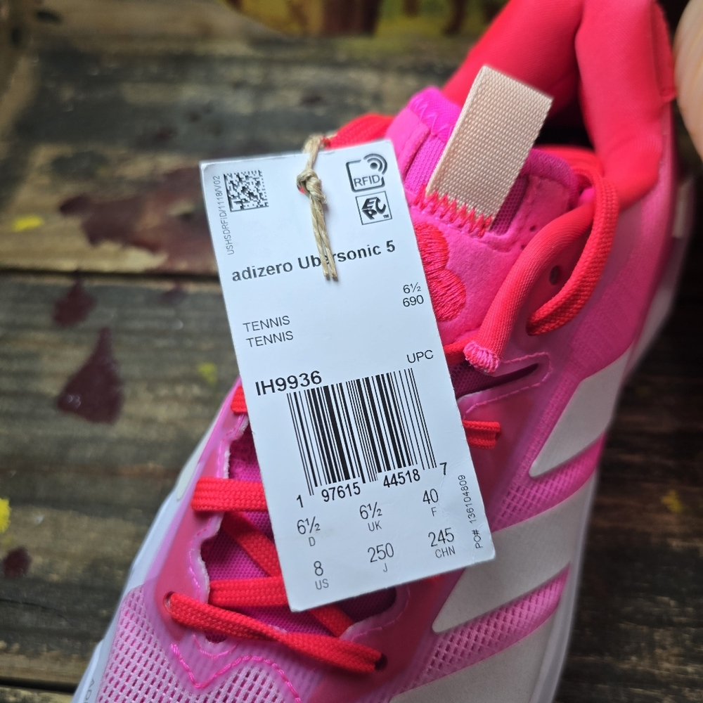 adidas adizero Ubersonic 5 Women's Tennis Shoes IH9936 Hot Pink White SIZE 8 New - Picture 8 of 8